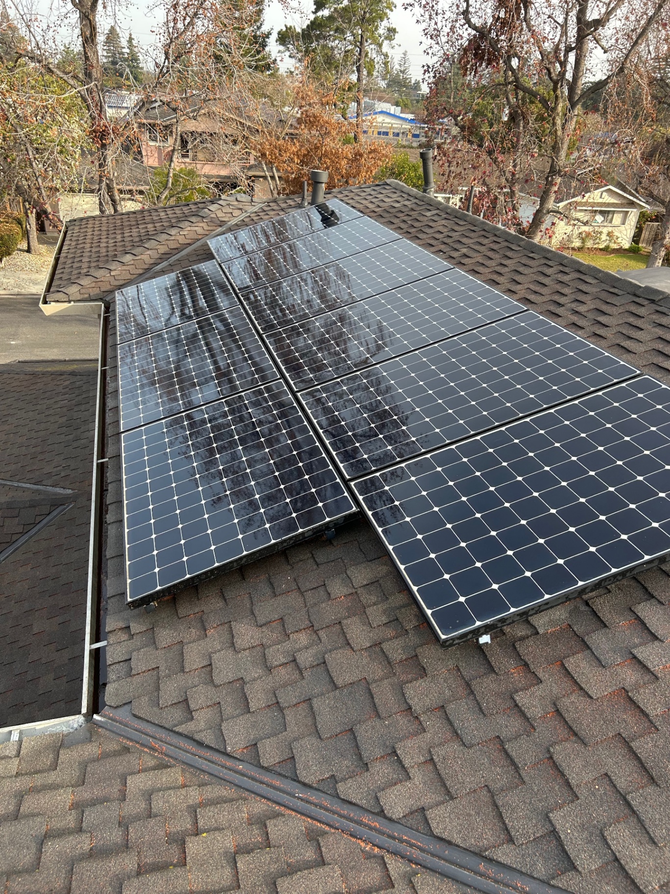 Clean residential solar panels after service