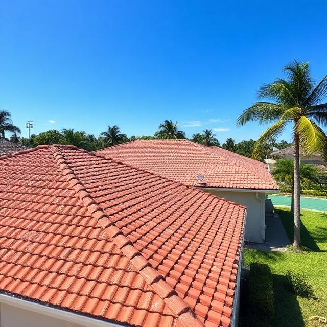 Roof cleaning detail showing black streak removal